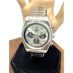 Casio Men's Watch EFB730 Edifice Quartz Chronograph Silver Dial Steel 5742 40mm